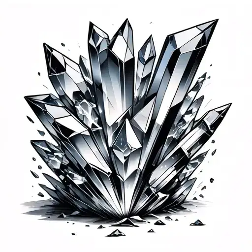 Broken Crystal Multi Pieces On Ground Looking