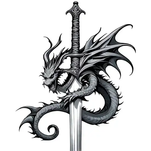 Dragon Wrapped Around Sword