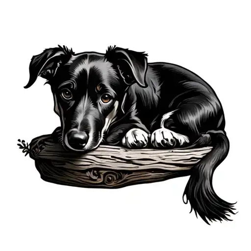 Plum Tree With Dog Resting Peacefully