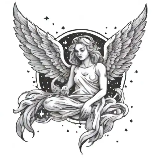 Galaxy Stars With Angel Wings Surrounded