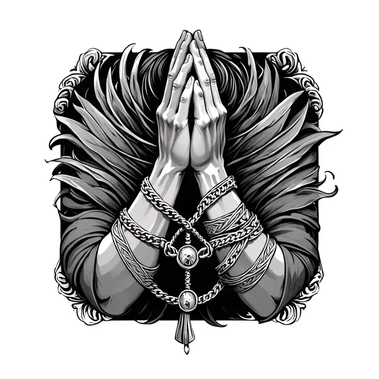 Prayer Necklace Wrapped Around Arm