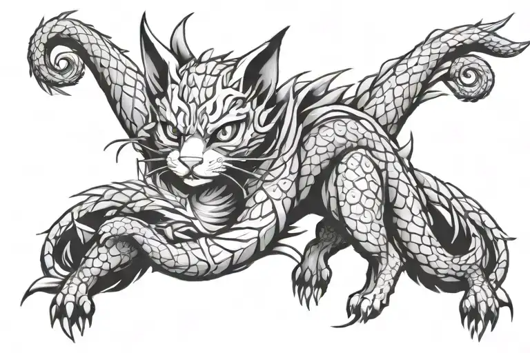 Manga Cat Dragon Wrap Design Inspired
