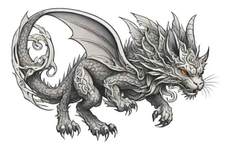 Manga Cat Dragon With Wings Wrap Design Inspired