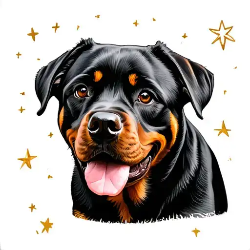 Color Rottweiler And Stars