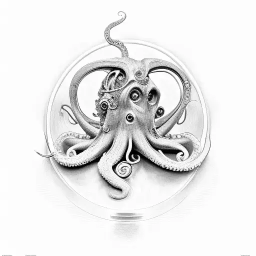 A Mesmerizing Portrait Of Thom Yorke From Radiohead With An Octopus Embracing His Head