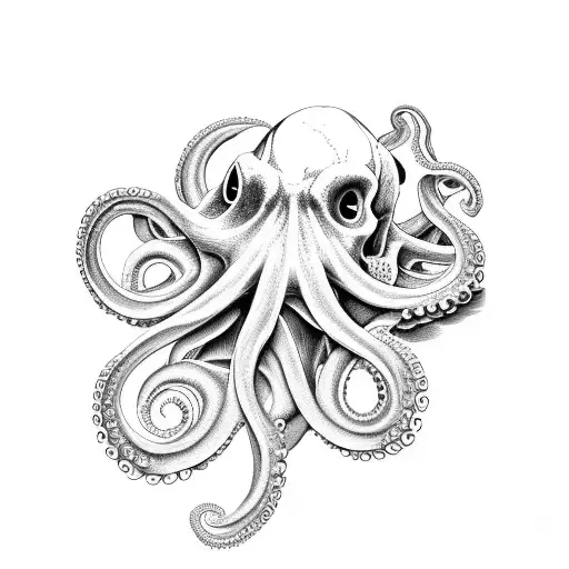 Octopus Entering A Skull Holes