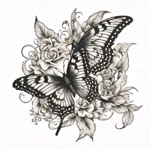 Butterfly And A Bird Flying