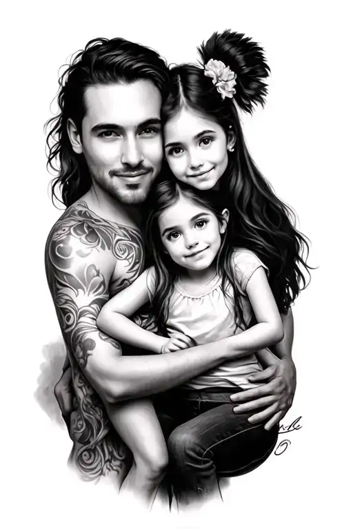 Photo Of A Man And His 2 Daughters
