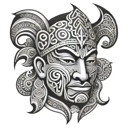 Maori Face Tattoo With Arabic Traits