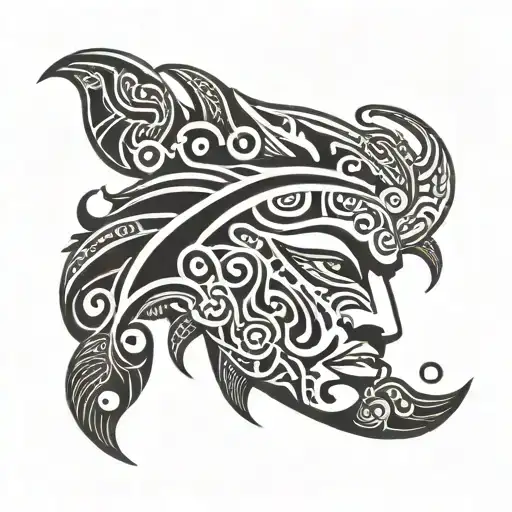 Maori Face Tattoo With Arabic Script