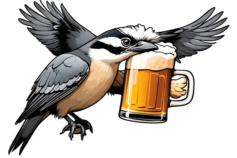Kookaburra Holding A Beer Mug Filled