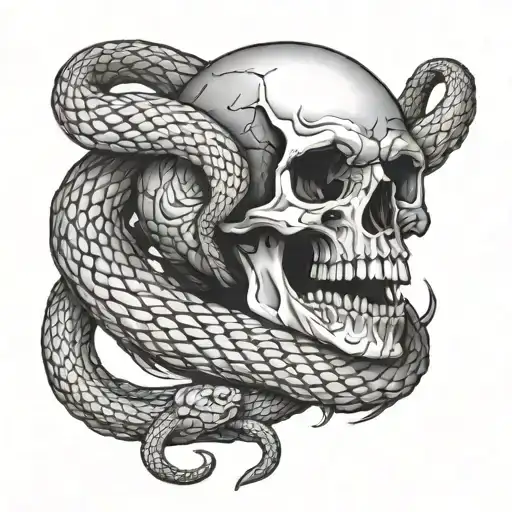 Skull And Snake Coiled