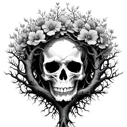 Tree Of Life With Roots Skull