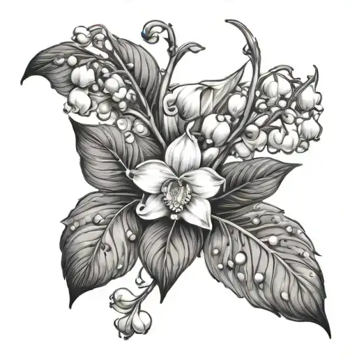 On A Vine With Lily Of The Valley On With Primrose