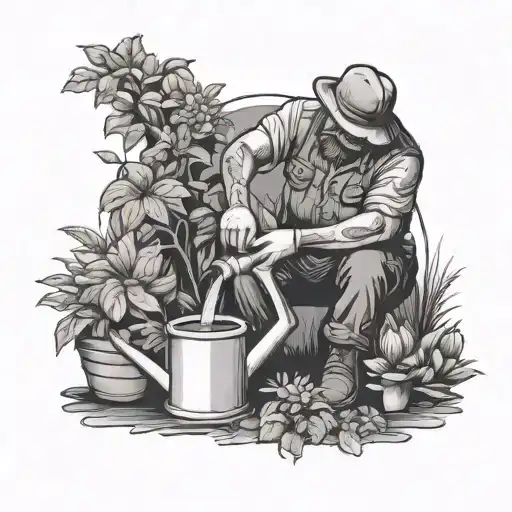 Gardener Watering A Plant