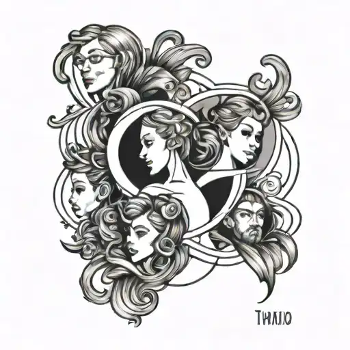 Line Art Tattoo Expressing Family With Eight Kids Names