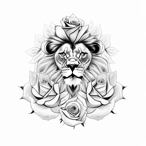 Lion With Roses On Top