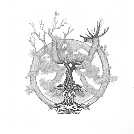 A Sketch Of The Tree Of Life With A Clay Unicorn