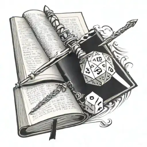20 Sided Dice Sword Book And Sheet