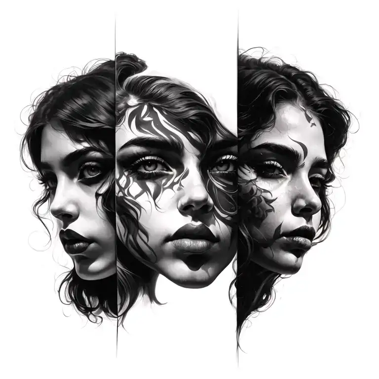 3 Faces Merged Together