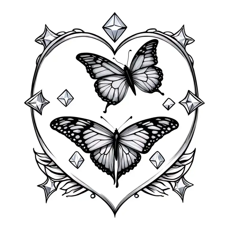 Two Hearts Containing Two Butterflies Two Stars Seven Diamonds