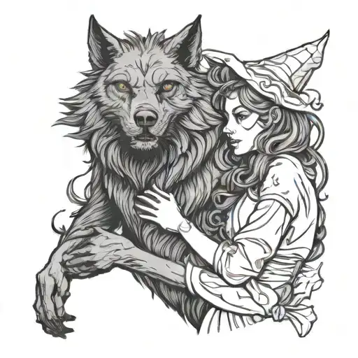 Werewolf With A Witch Daughter Holding Hands