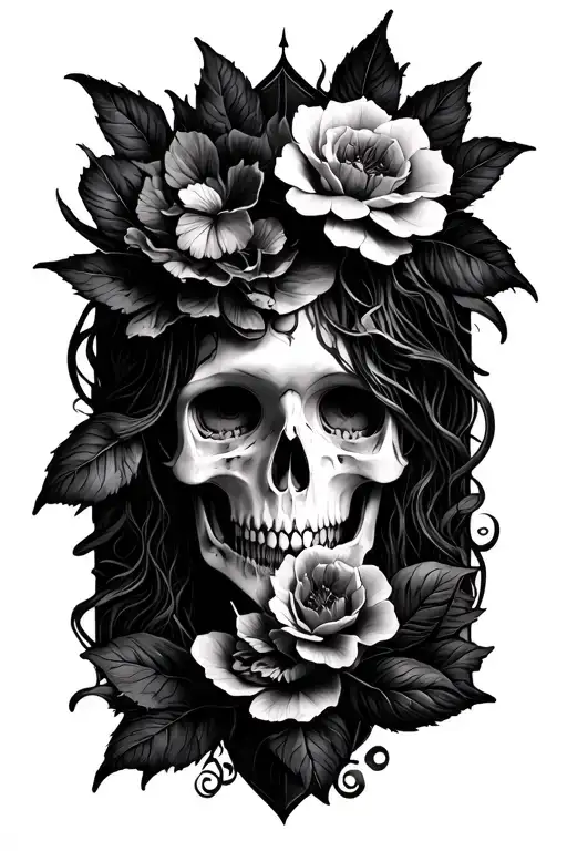 Gothic Inspired Tattoo Design Combining Elements Of Nature