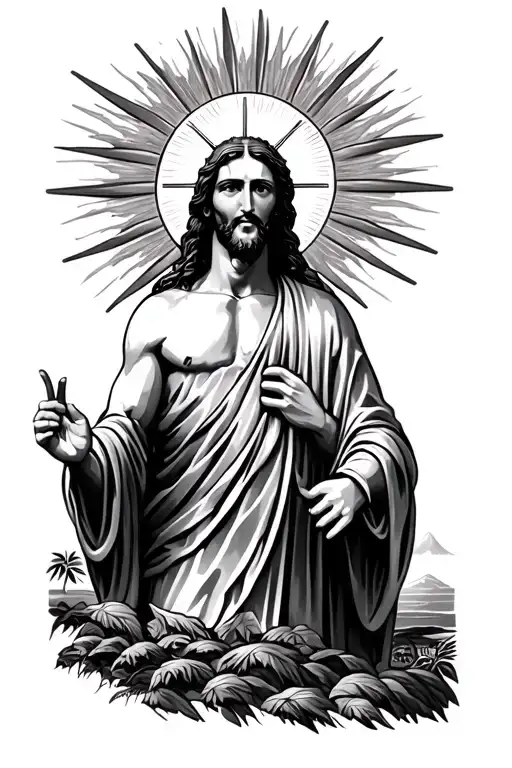 Christ Redompteur Bresil Sun Mountain With Sun