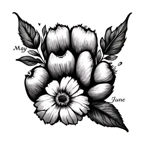 Dog Paw Birth Flowers May June December