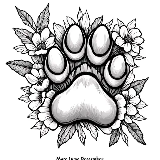 Dog Paw Birth Flowers May June December Fineline