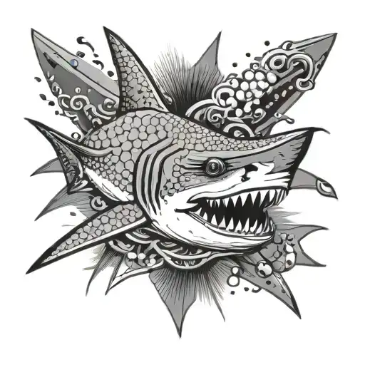 Sand Tiker Shark Using Dot Work
