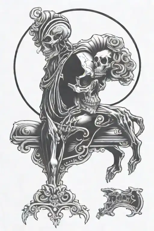 2 Skull One Man One Femal Kissing Darkness Dark Moon