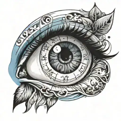 A Blue Eye That Cries Black Tears And Inside The Eye There Is A Clock Made Of Veins