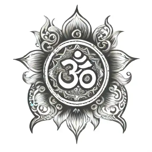 Circle Trishul And Om Symbol