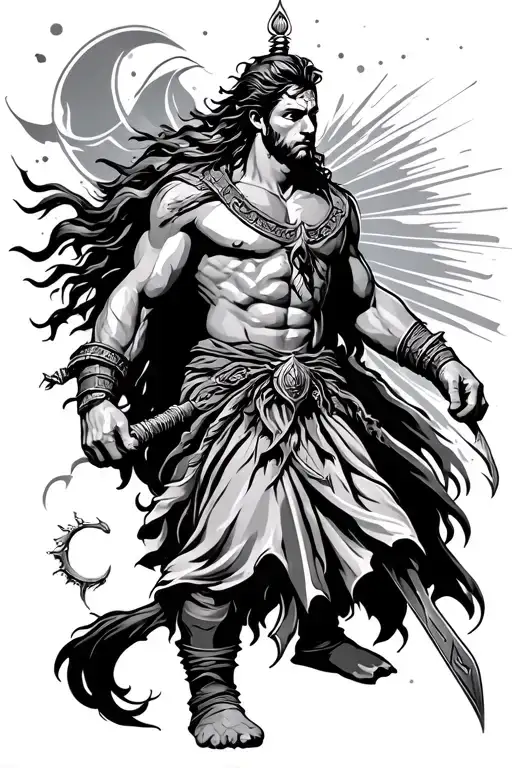 Aquarius Tattoo Design For Male Warrior Walking