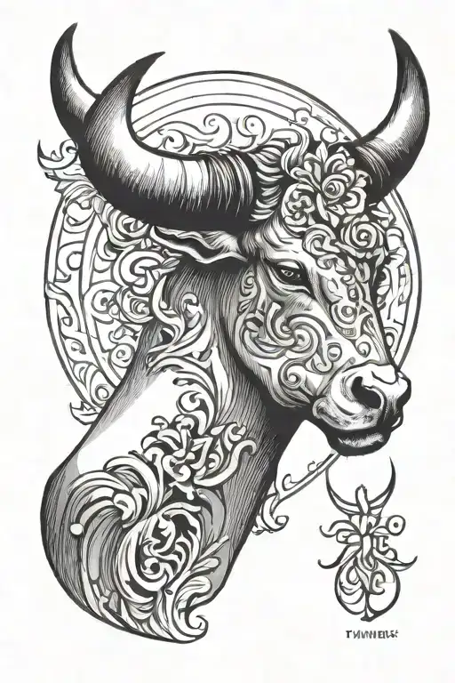 Simple Taurus Tattoo For Women With Quote Written