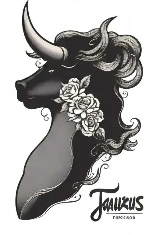 Simple Taurus Tattoo For Women Between Breast With Quote Written