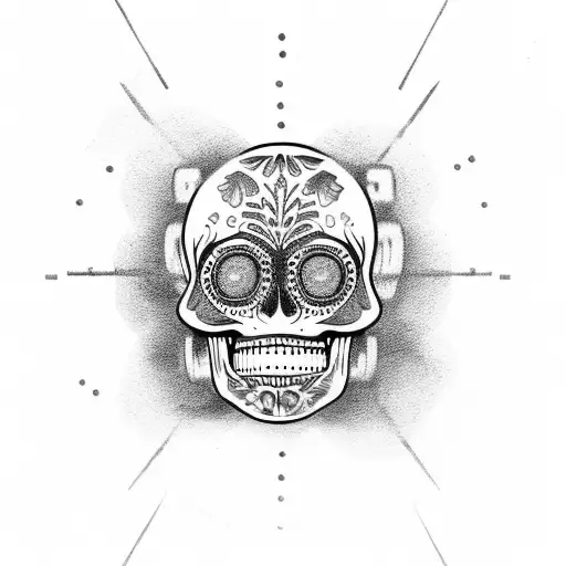 A Powerlifting Barbell With Mexican Sugar Skull Designs