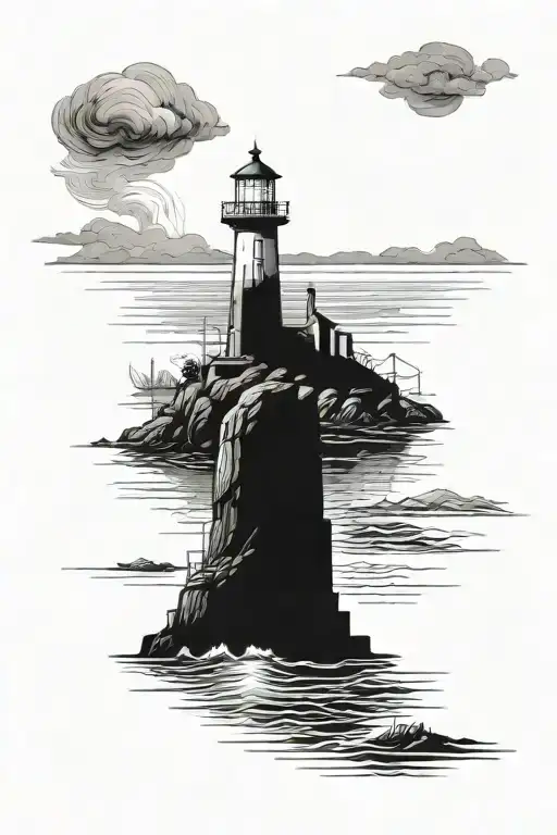 Distant Lighthouse In Harbor