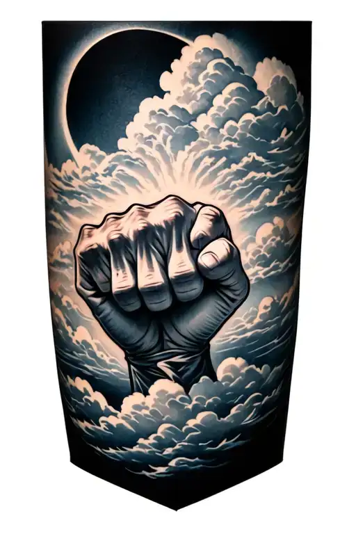 Tattoo Dedicated To Brother With Bro Fist And Clouds
