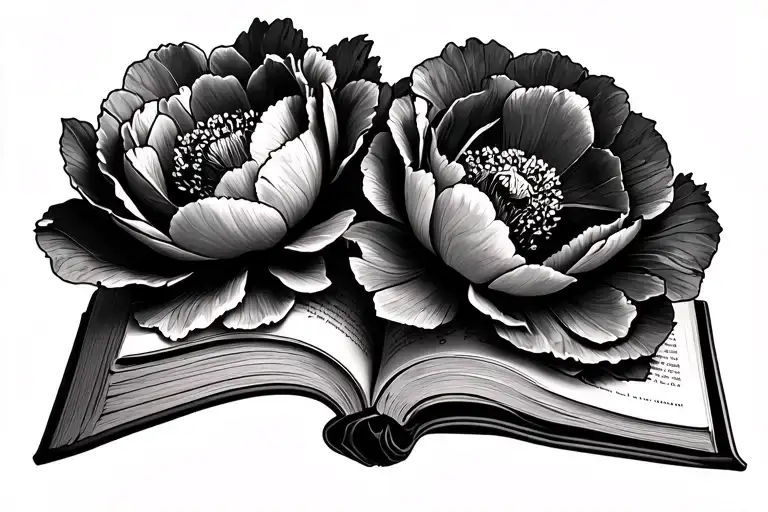 Peony And Poppy On Book Open