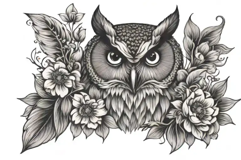 Owl With Flowers