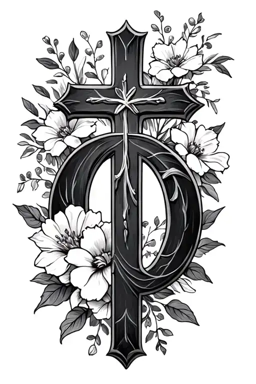 A Cross With The Letter D With Flowers And The Biggest Cross