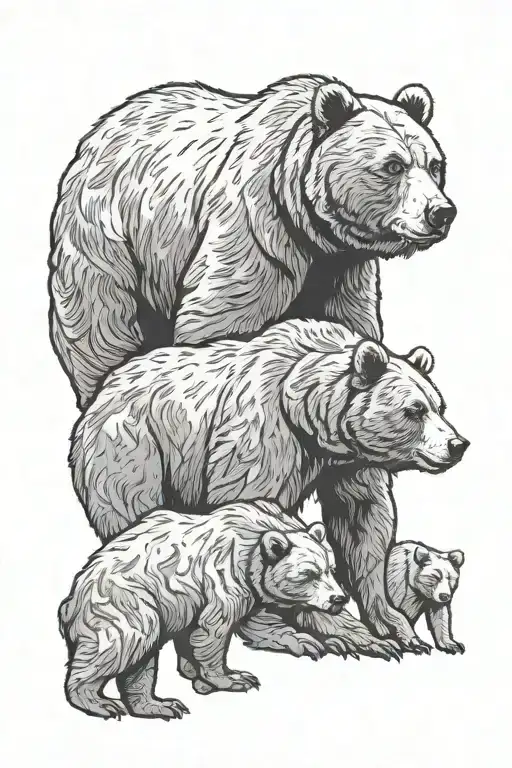 Bear Parents And Cubs