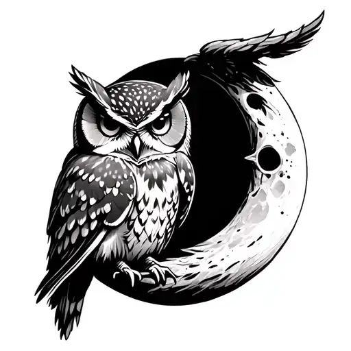 Owl Sitting On Moon