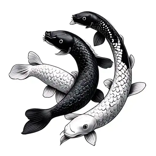 Wrapped Around Forearm Multiple Koi Some Black Some White Minimalist Fineline