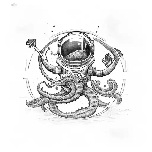 Astronaut In Stance With A Kraken
