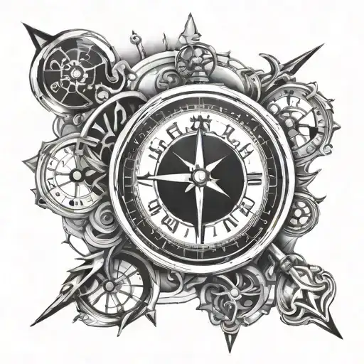 Compass And Clock Hands Pointing