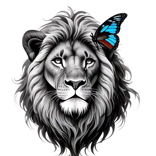 Lion And Butterfly