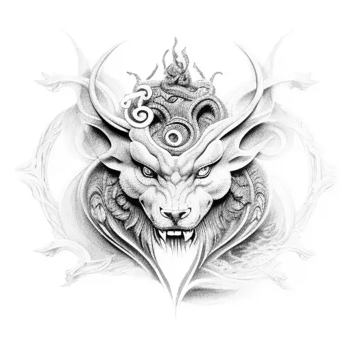 Mythological Creature Embodying Elements Of Nature And Spirituality